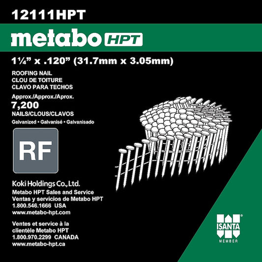 2 Boxes of Metabo HPT 1-1/4-in 16 -Degree Smooth Shank Electro-Galvanized Collated Coil Roofing Nails