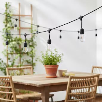 Harbor Breeze 48-ft Plug-in Black Indoor/Outdoor String Light with 24 White Light LED Edison Bulbs