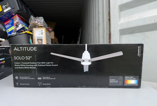 ALTITUDE SOLO 52-in Matte White with Matte White Blades LED Covered Outdoor Ceiling Fan