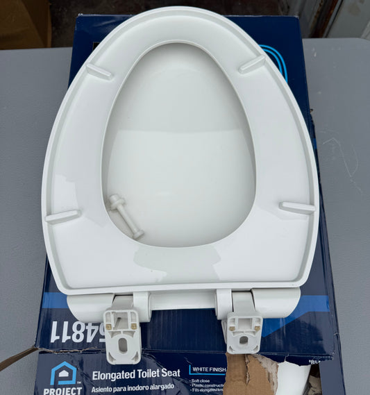 Project Source Plastic White Elongated Toilet Seat