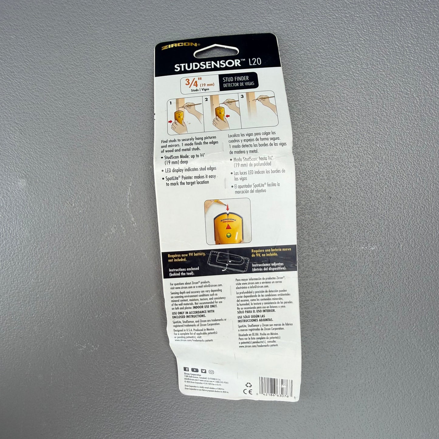 Zircon StudSensor L20 Stud Finder 0.75-in Scan Depth Wood Stud Finder
