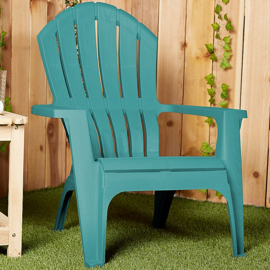 Adams Manufacturing RealComfort Stackable Teal Resin Frame Stationary Adirondack Chair