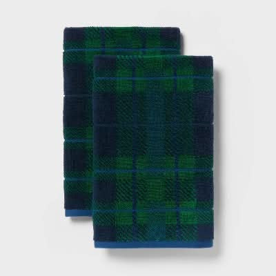 Threshold Winter Wonderland Plaid Christmas Hand Towel, Blue/Green