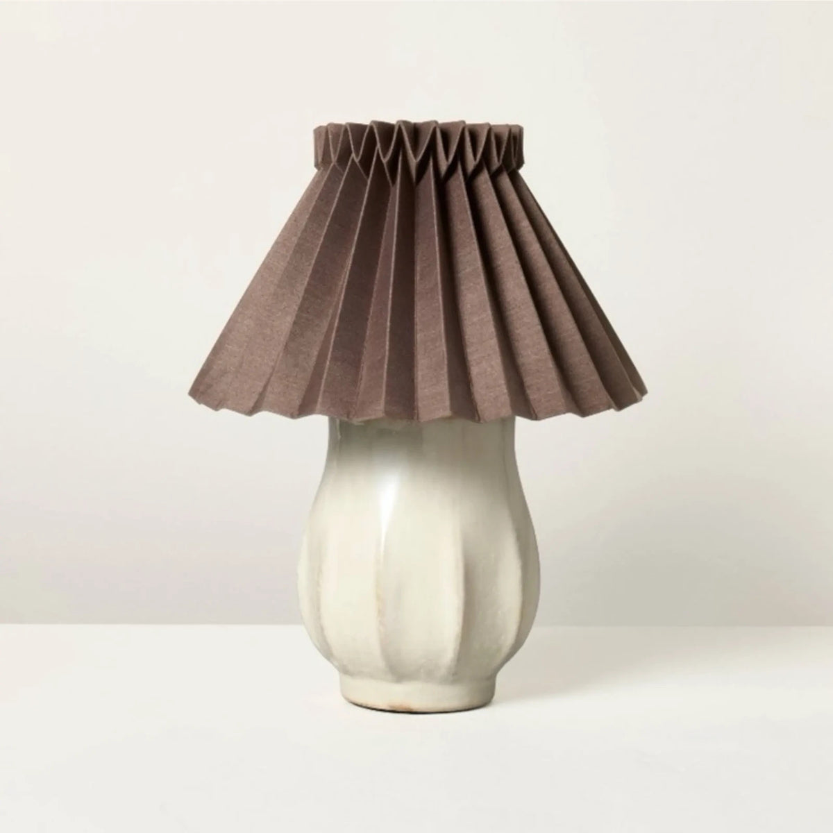 Magnoila Ceramic Table Lamp With Brown Pleated Shade - Hearth & Hand™