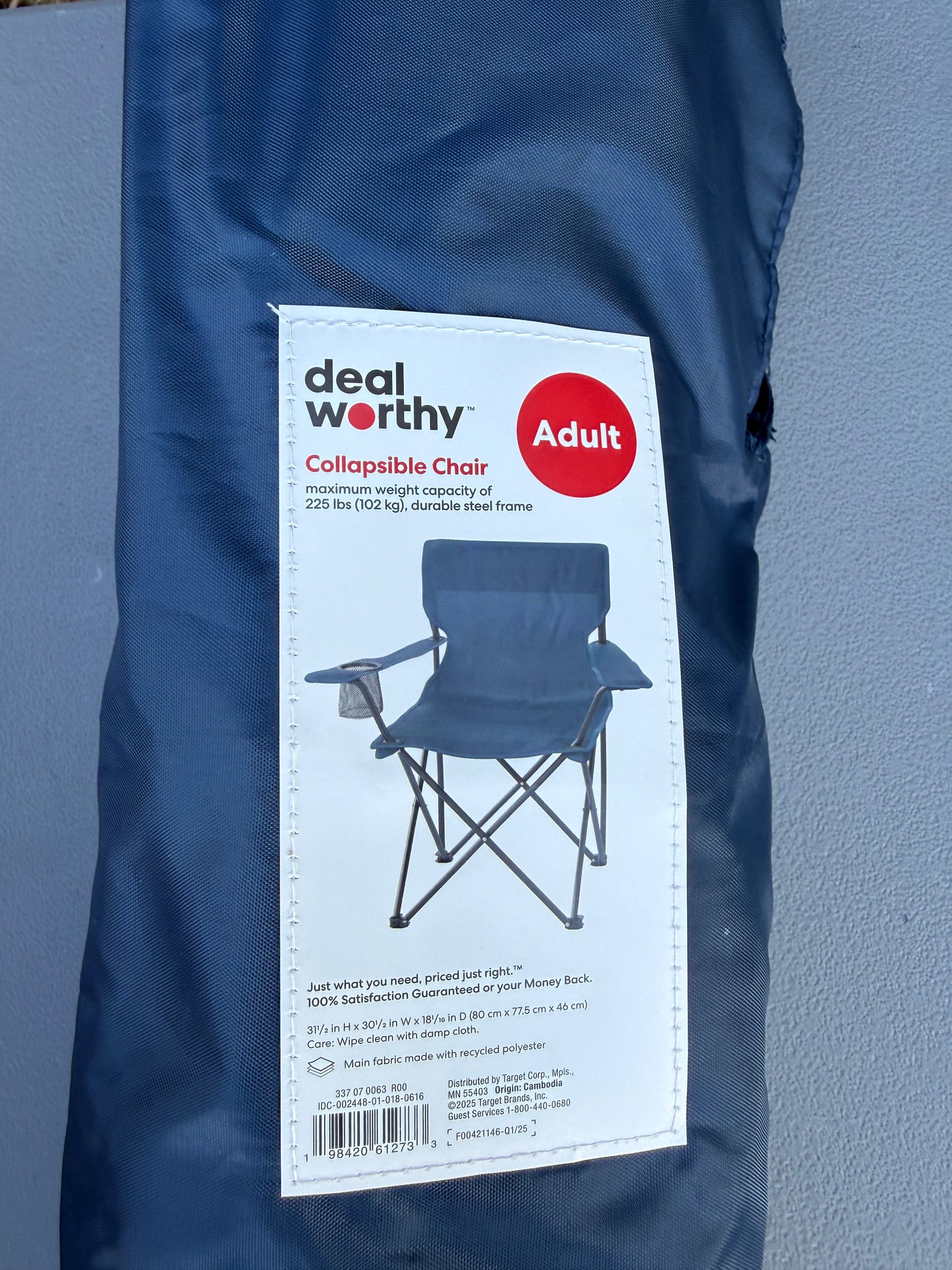 Set of 3 Outdoor Portable Camping Chair - dealworthy™ Mineral Blue: Steel Frame
