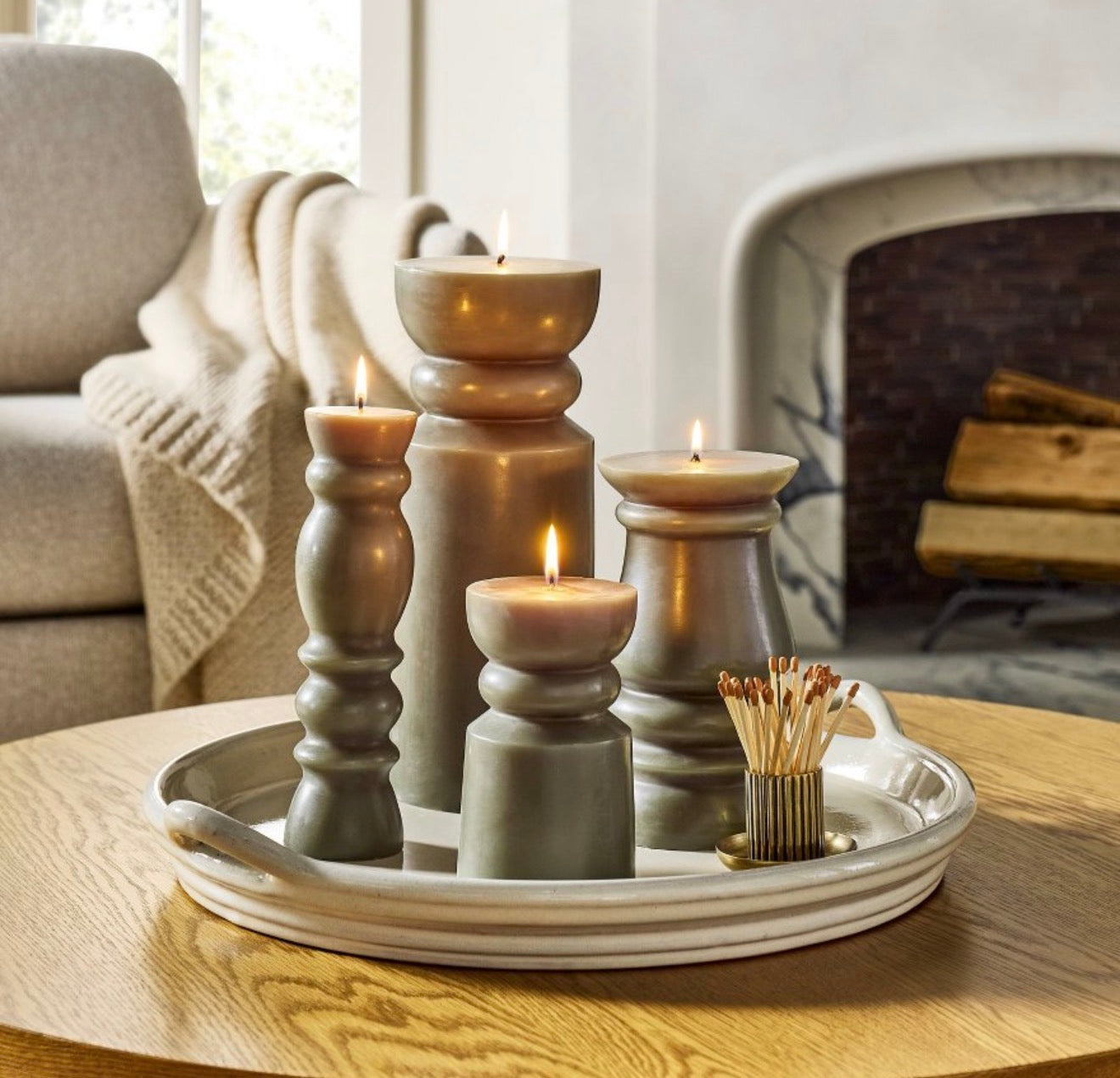 17.5" Oversized Ceramic Tray with Handles Cream - Hearth & Hand™ with Magnolia