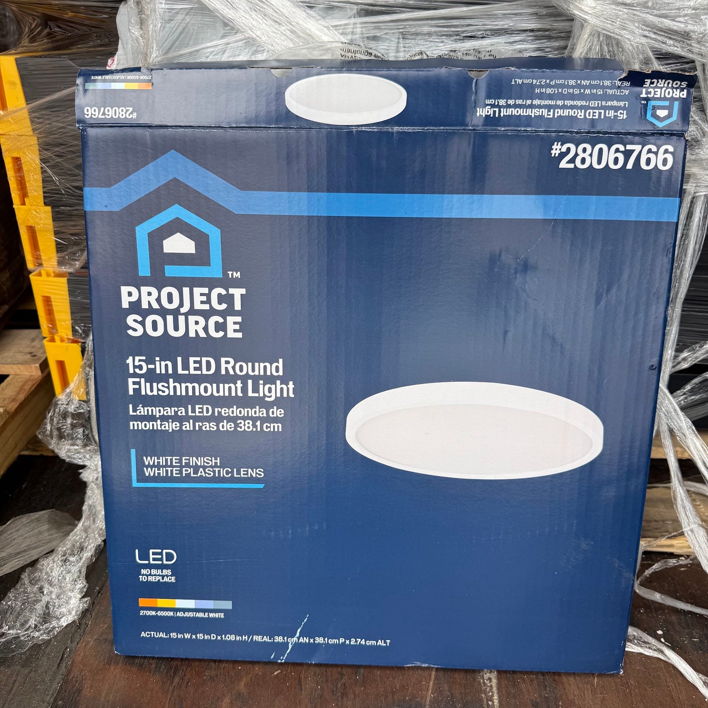 Project Source 17-in Matte black Indoor 1 - Light LED Tunable White Flush Mount Light with Plastic Shade