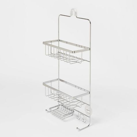 Bathroom Shower Caddy Chrome - Threshold™: Rust-Resistant Steel, Hanging Organizer with Shelf Storage, 24" Height