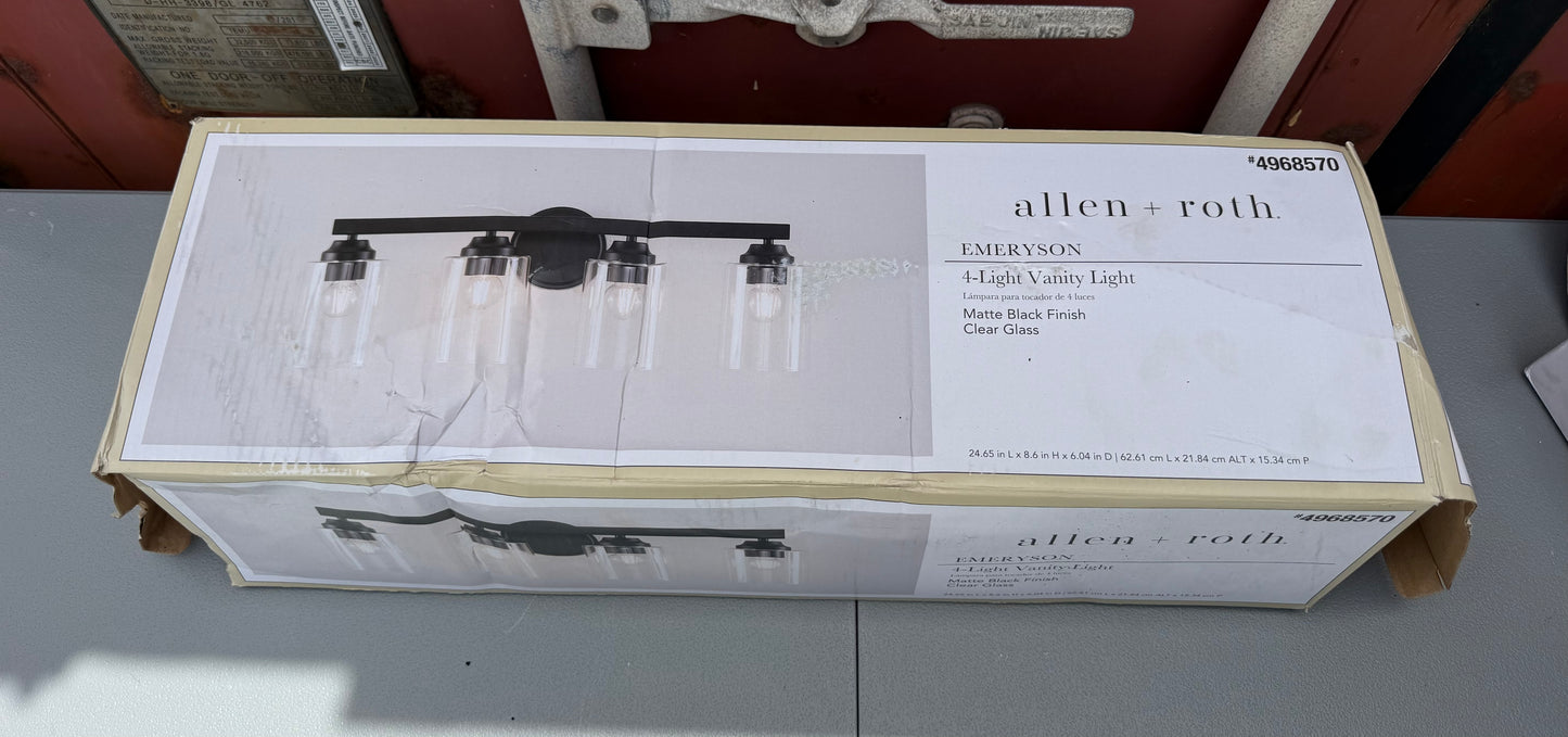 allen + roth Emeryson 24.5-in 4 Light Matte Black Transitional Bathroom Vanity light