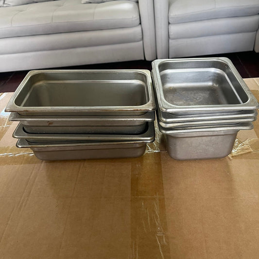 Set of 8 Stainless Steel Steam Table Pans w/ Covers