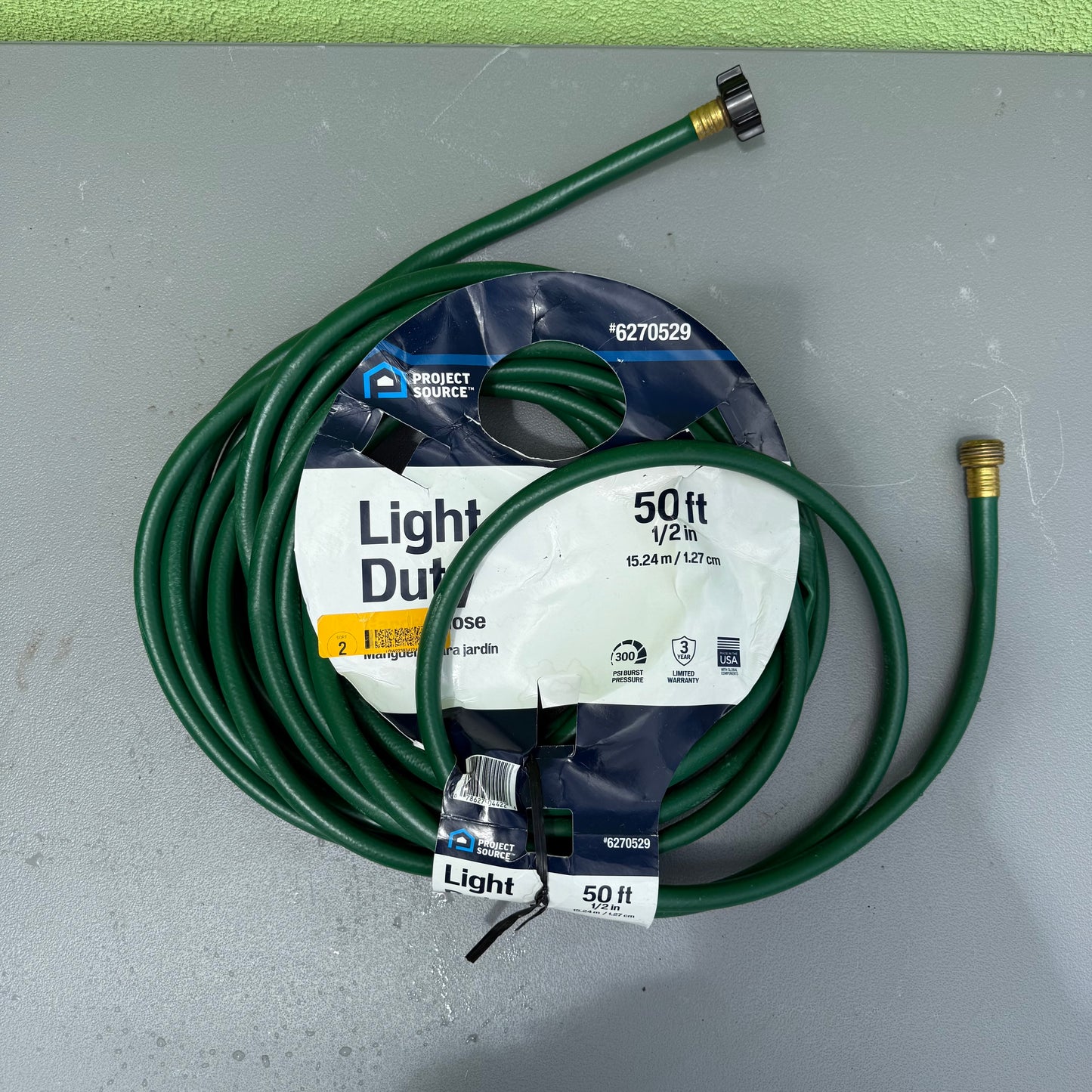 Project Source 1/2-in x 50-ft Light -Duty Vinyl Green Hose