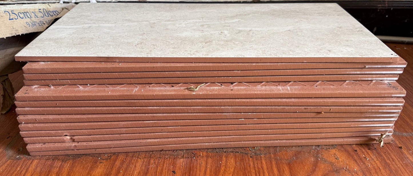 13 Beige Ceramic Tiles 25cm x 50cm