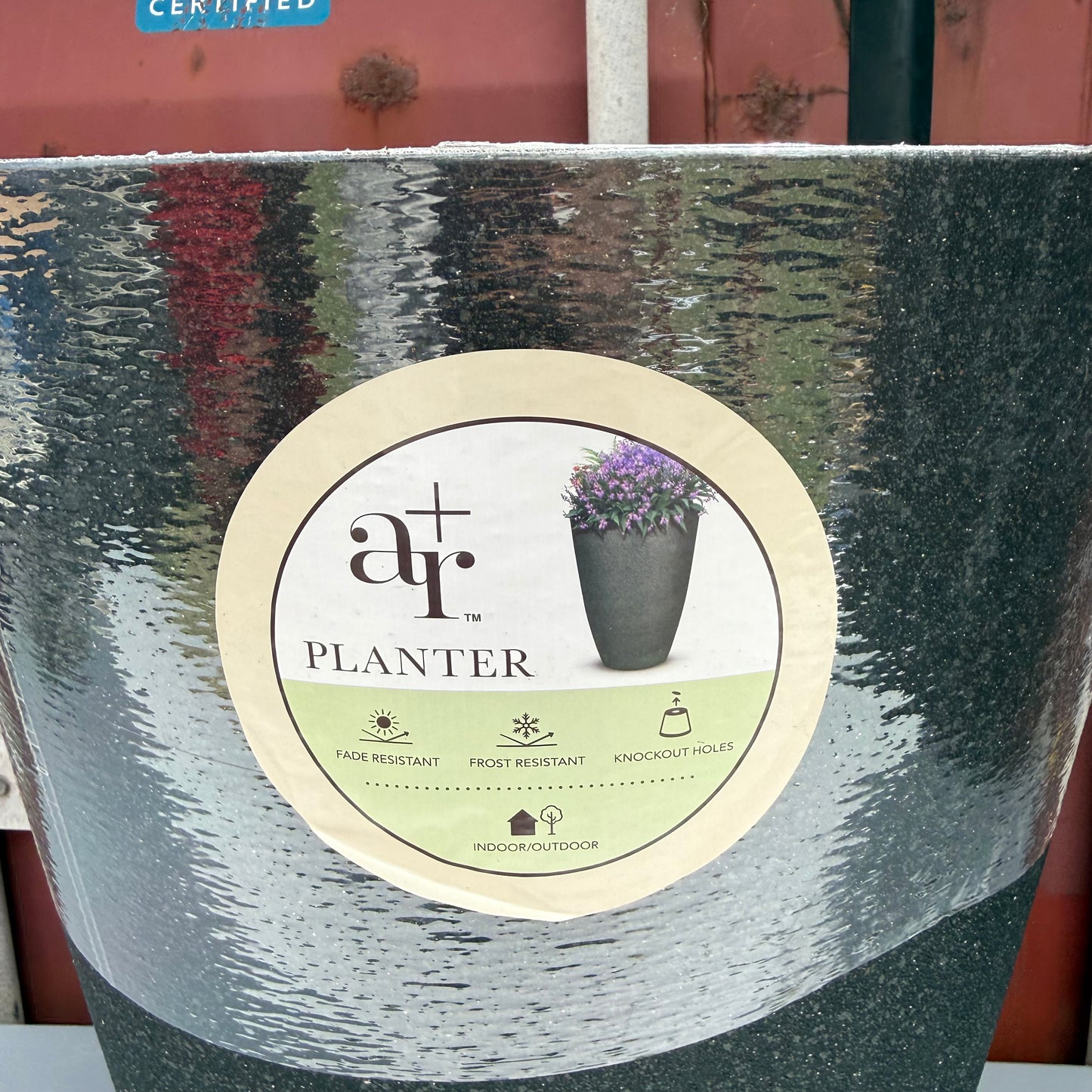 allen + roth Cone 15.28-in W x 15.28-in L x 21.69-in H Black Resin Indoor/Outdoor Planter