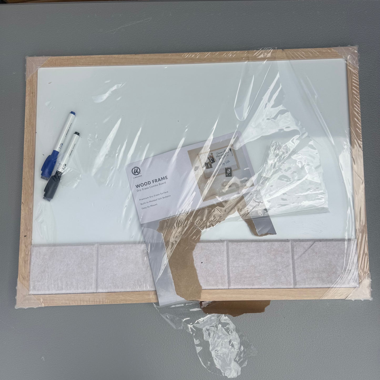 U Brands 17"x23" Wood Frame Dry Erase Board