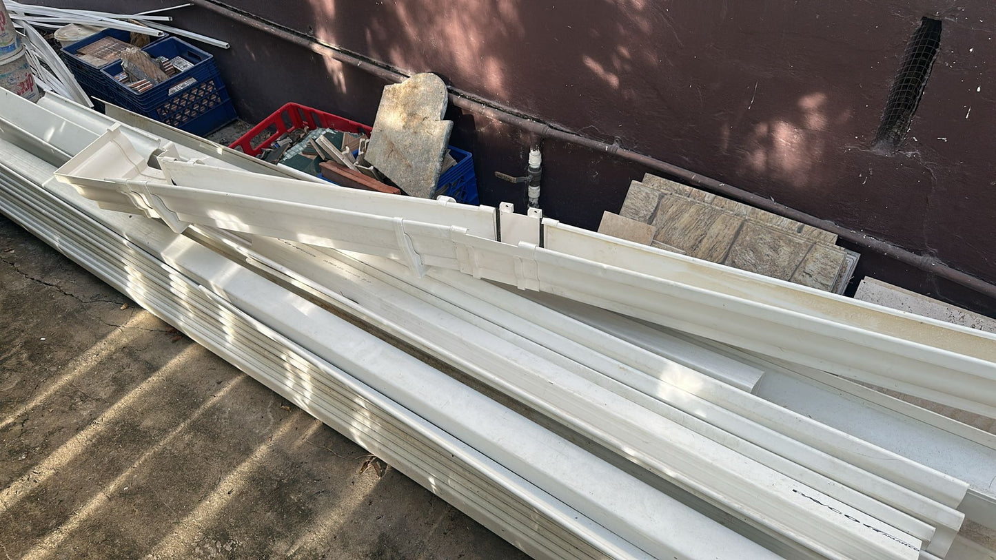 150 Feet  White Plastic Gutter Sections
