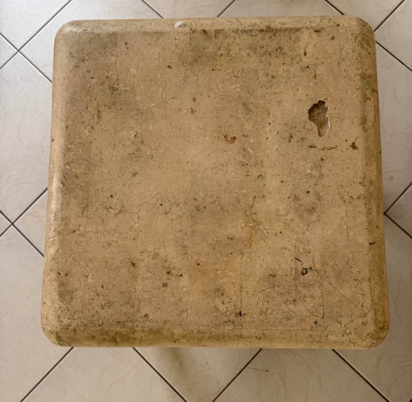 27” Wooden/Faux Stone End Table