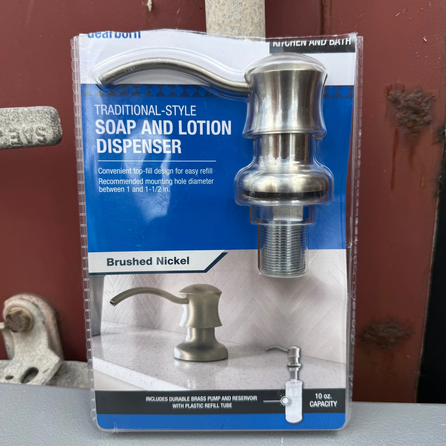 Dearborn Brushed Nickel 10-oz Capacity Deck Mount Soap and Lotion Dispenser