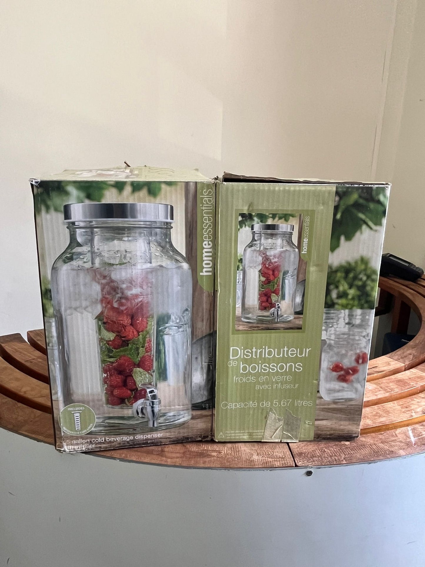 Home Essentials 1.5 Gallon Cold Beverage Dispenser w/ Infuser