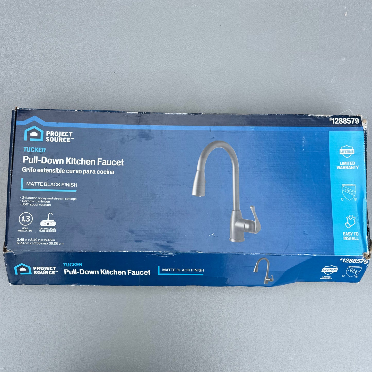 Project Source Tucker Matte Black Single Handle Deck-Mount Pull-Down Kitchen Faucet