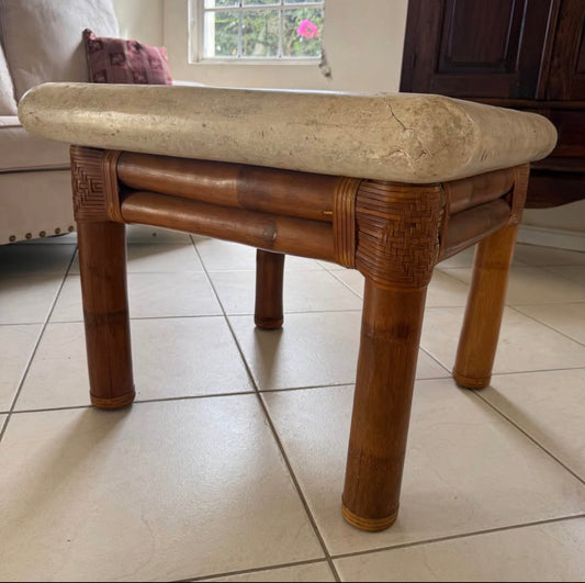 27” Wooden/Faux Stone End Table