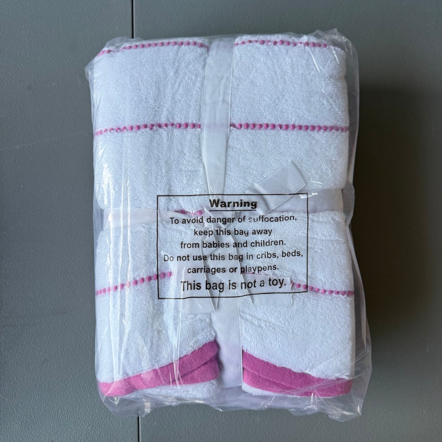 6pc Bath Towel Set Pink Striped Smiles - Kapoor Home