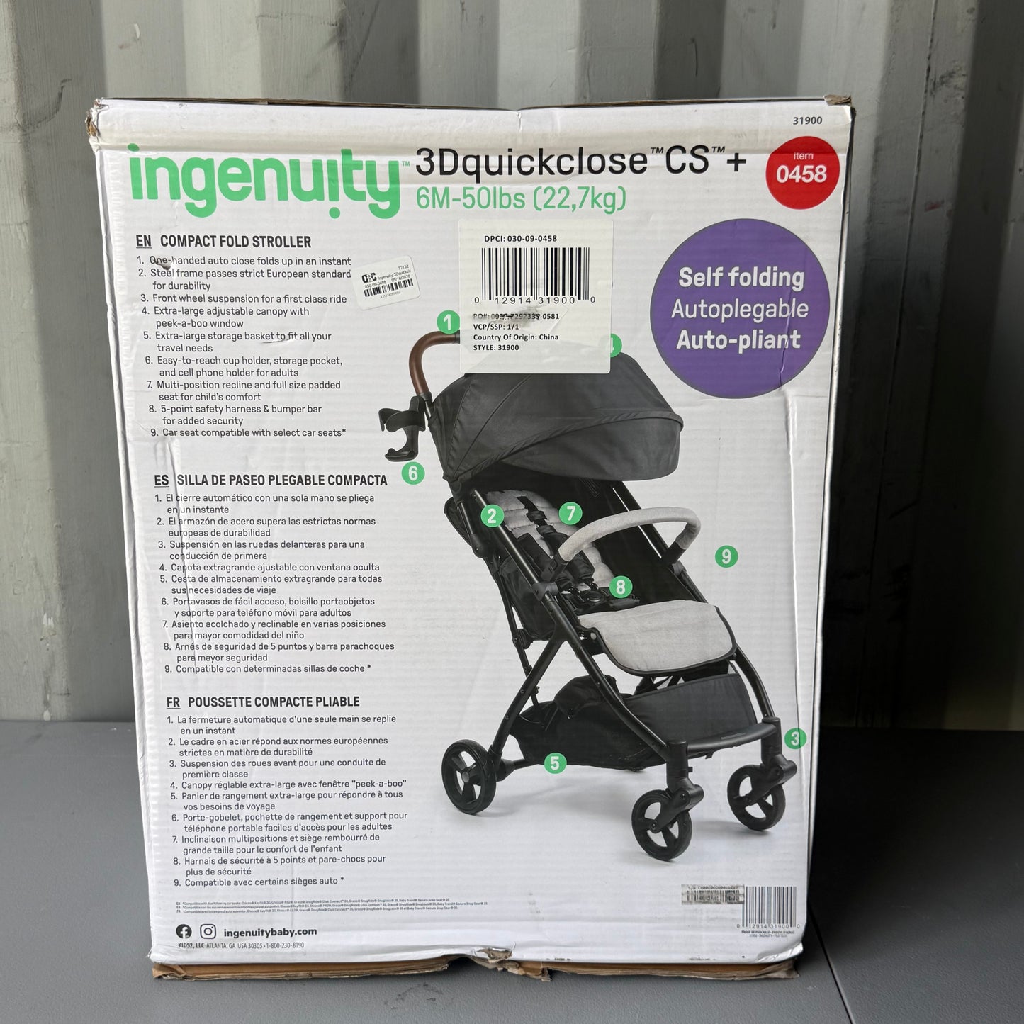 Ingenuity 3Dquickclose CS+ Compact Fold Stroller - Gray