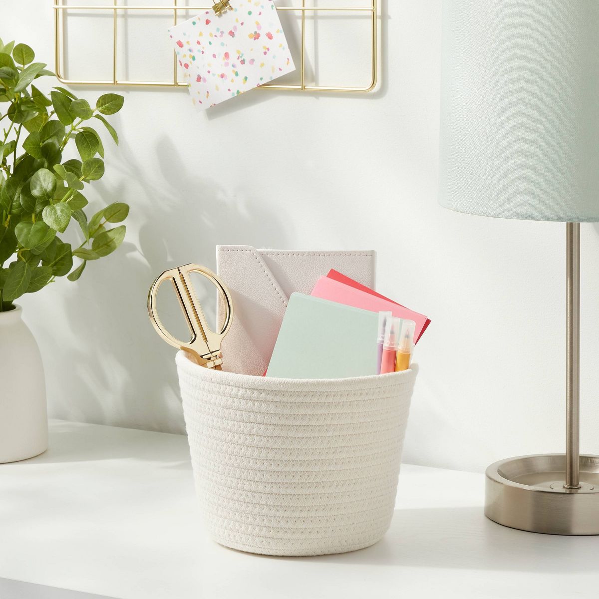 Decorative Coiled Rope Basket White - Brightroom™: Circular Polyester, 6" Height, 8" Width, Spot Clean, Gift Basket