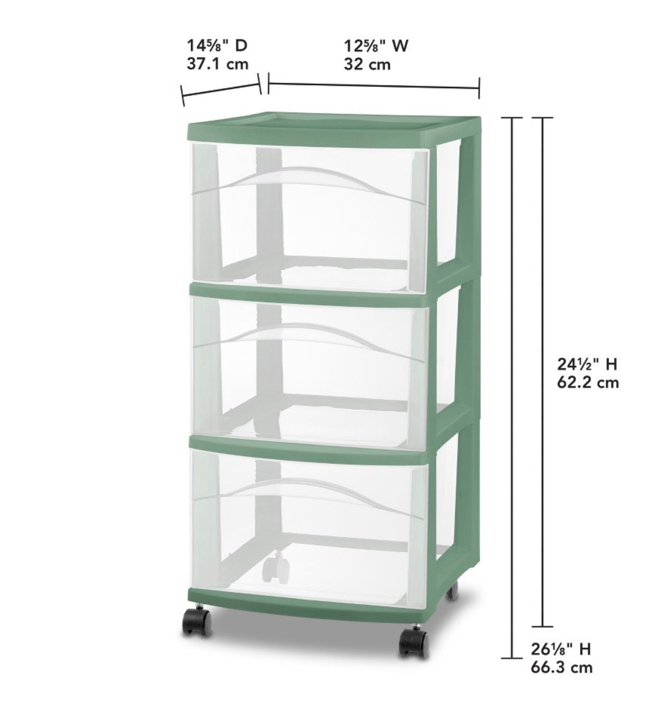 3 Drawer Medium Cart Versatile Green - Brightroom™