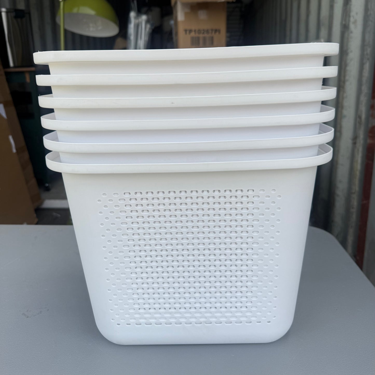 Set of 6 Decorative Plastic Bin with Cutout Handles - Brightroom™