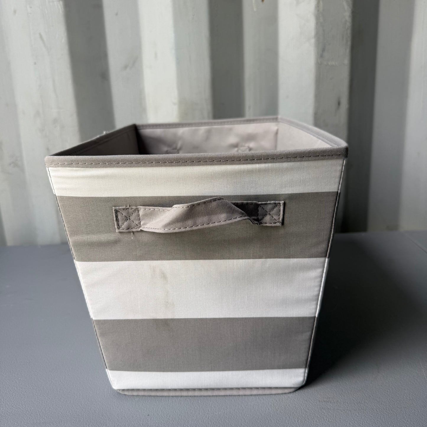 Canvas Striped Kids' Bin Gray - Pillowfort™: Toy Storage, Decorative Rectangle, 21.63 Volume