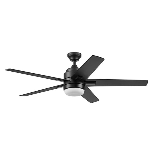 Harbor Breeze Flanagan III 52-in Matte Black with Black/Driftwood Blades Adjustable White