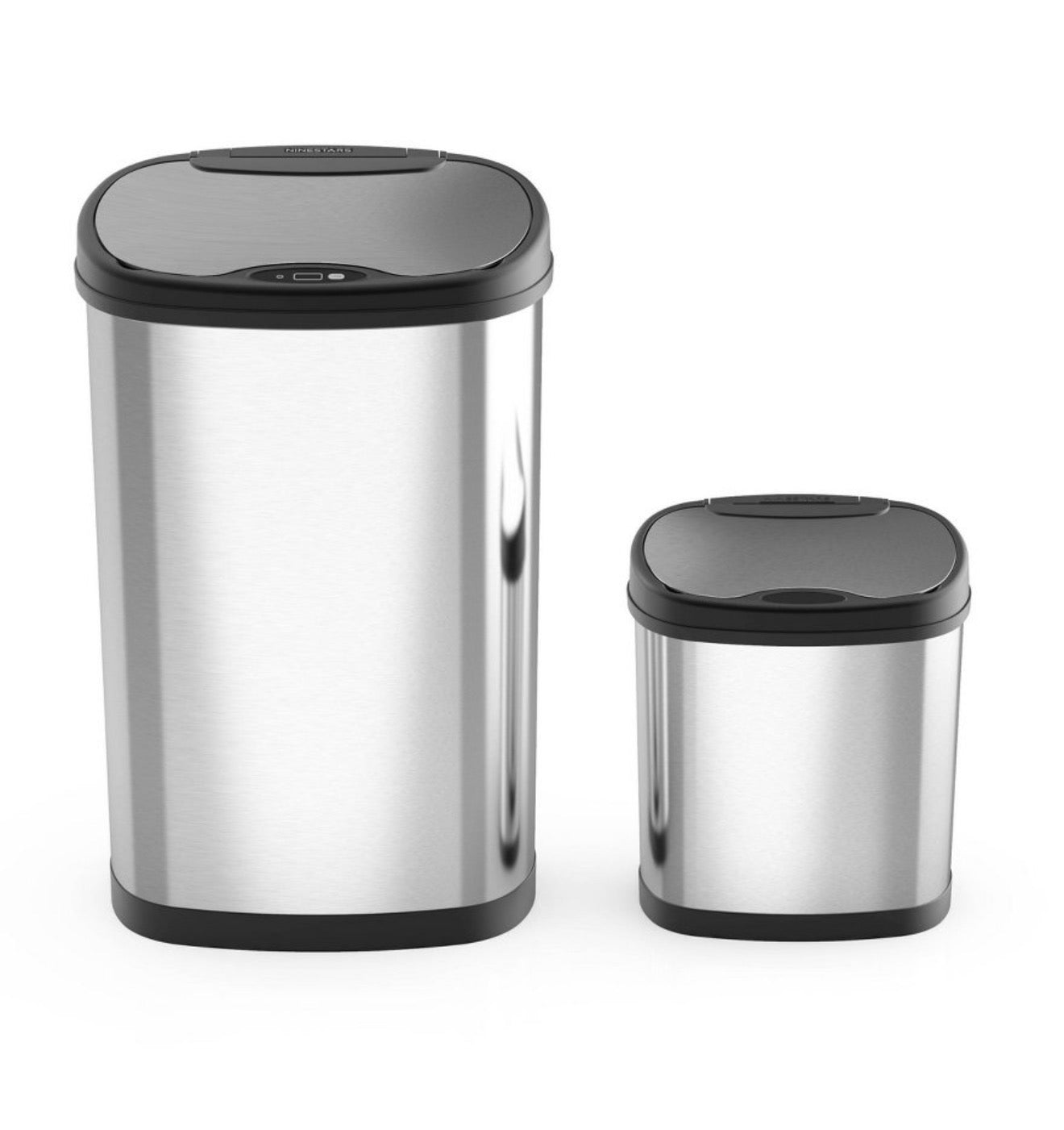 Nine Stars Combo 13gal/50L + 3.2gal/12L Motion Sensor Step Trash Can: Touchless, Dual Compartment