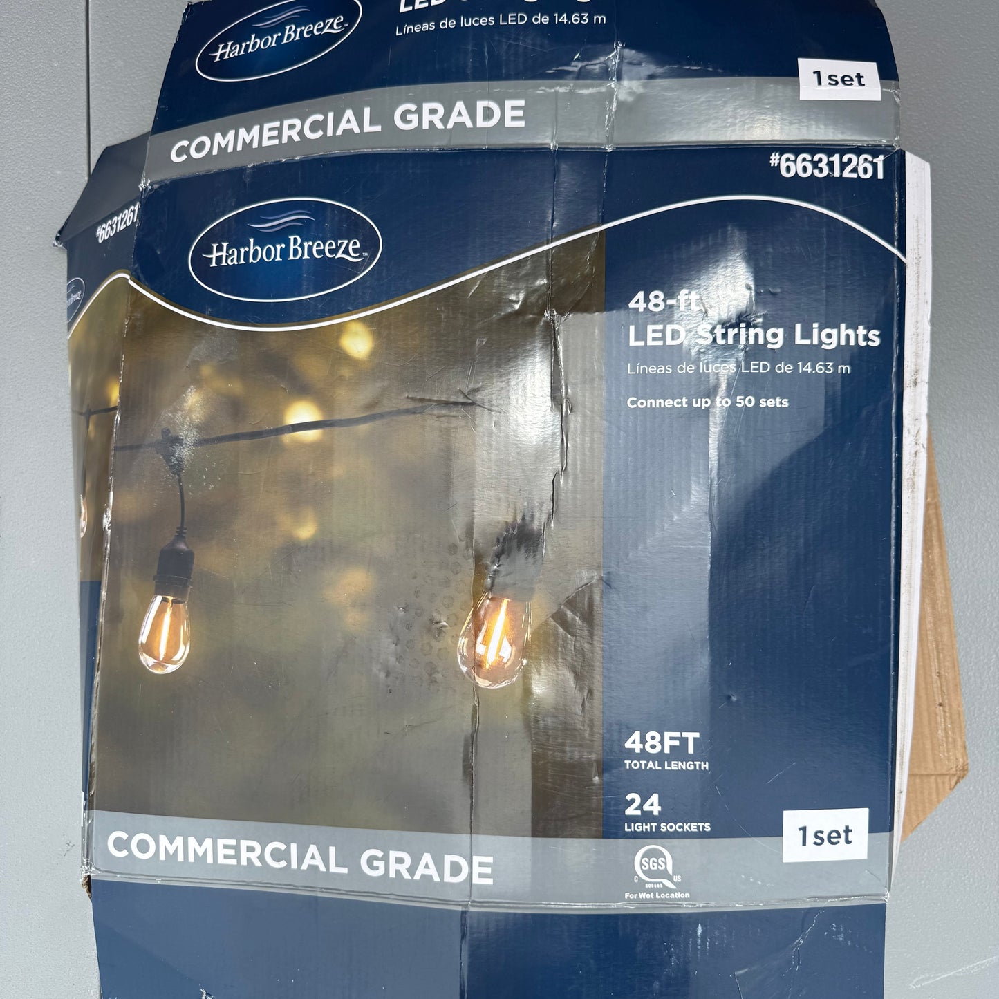 Harbor Breeze 48-ft Plug-in Black Indoor/Outdoor String Light with 24 White Light LED Edison Bulbs