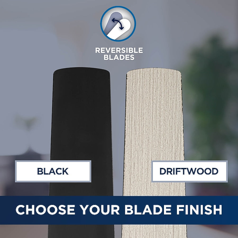 Harbor Breeze Flanagan III 52-in Matte Black with Black/Driftwood Blades Adjustable White