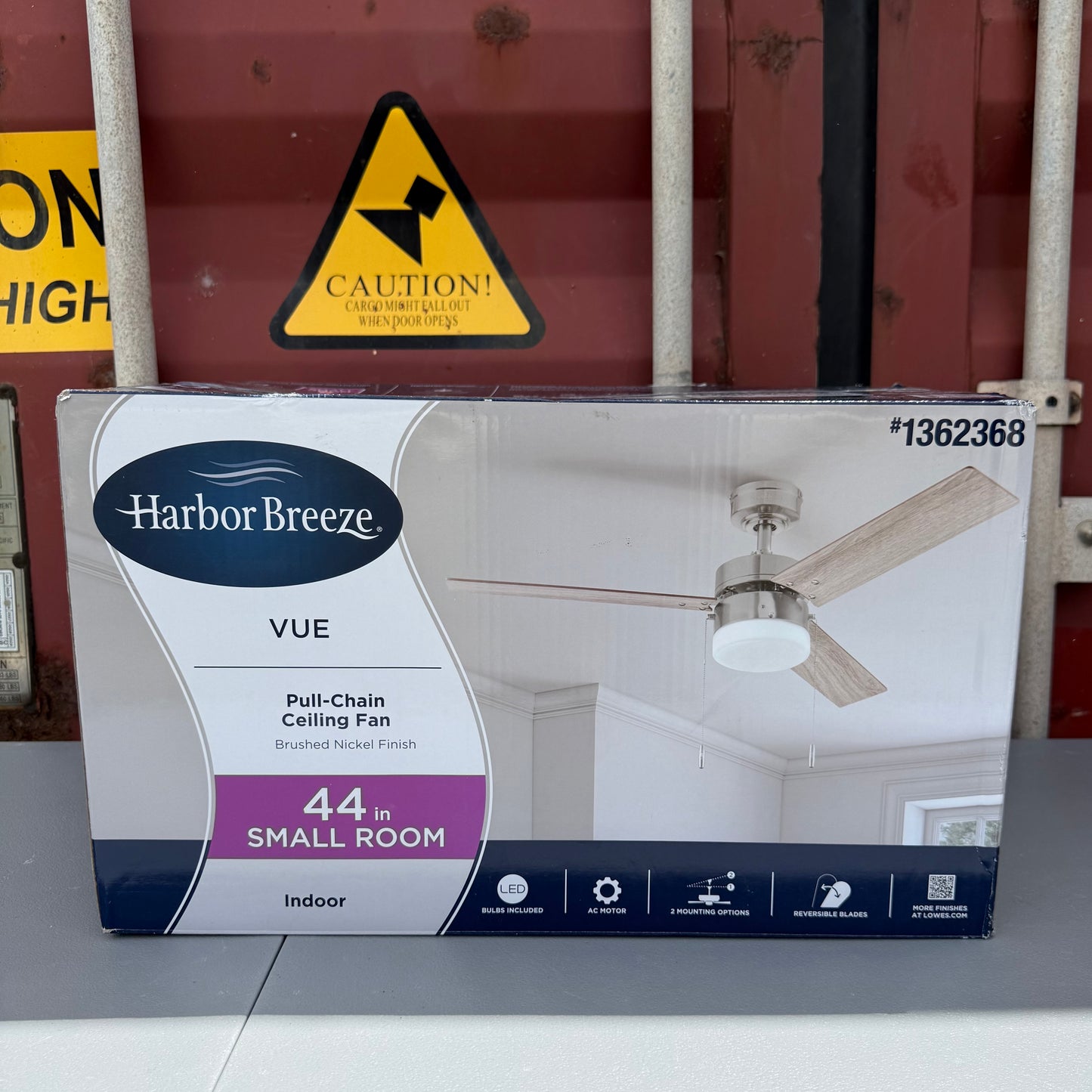 Harbor Breeze Vue 44-in Brushed nickel with Driftwood/Cocoa Blades Ceiling Fan w/ Light