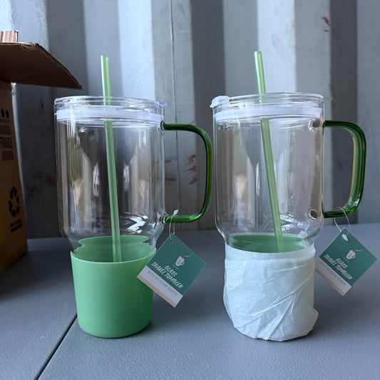Set of 2 Glass Tumblers Green - Bullseye's Playground™