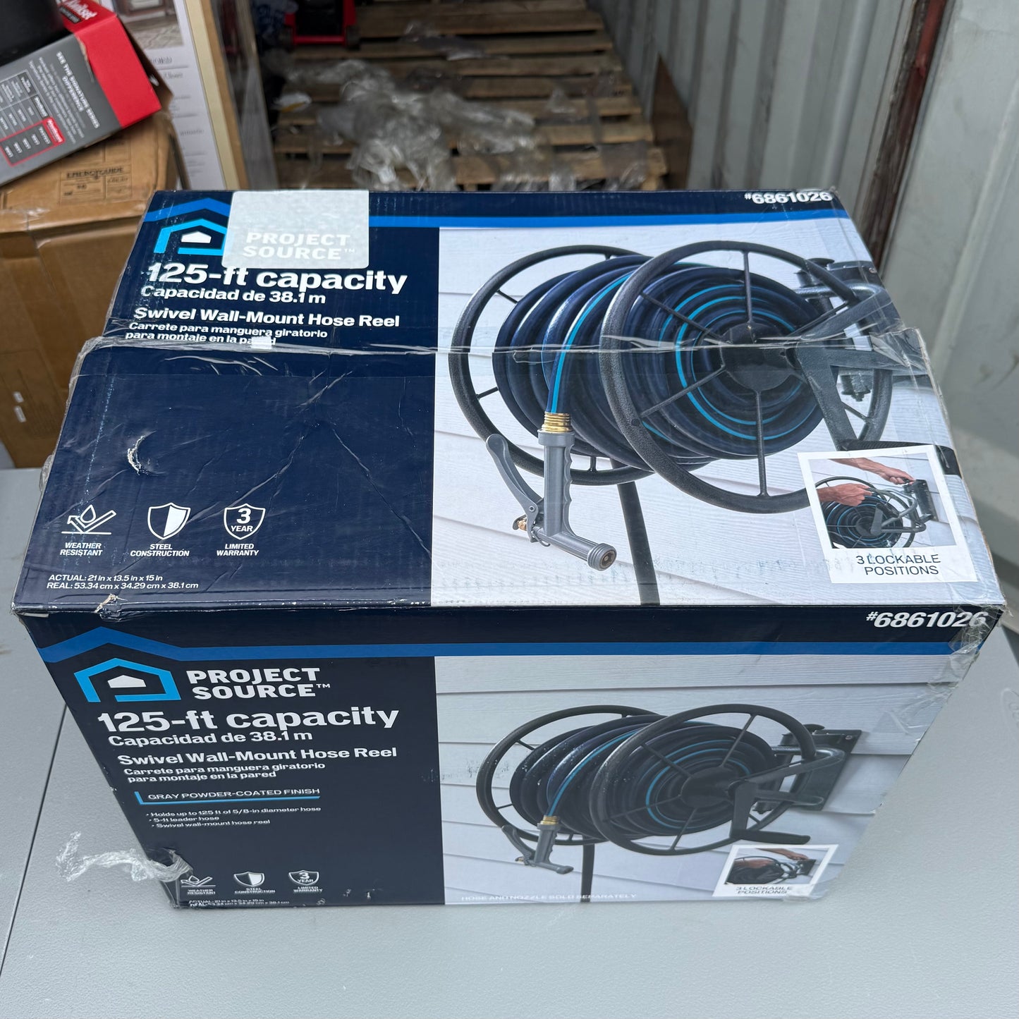Project Source Steel 125-ft Wall-Mount Hose Reel