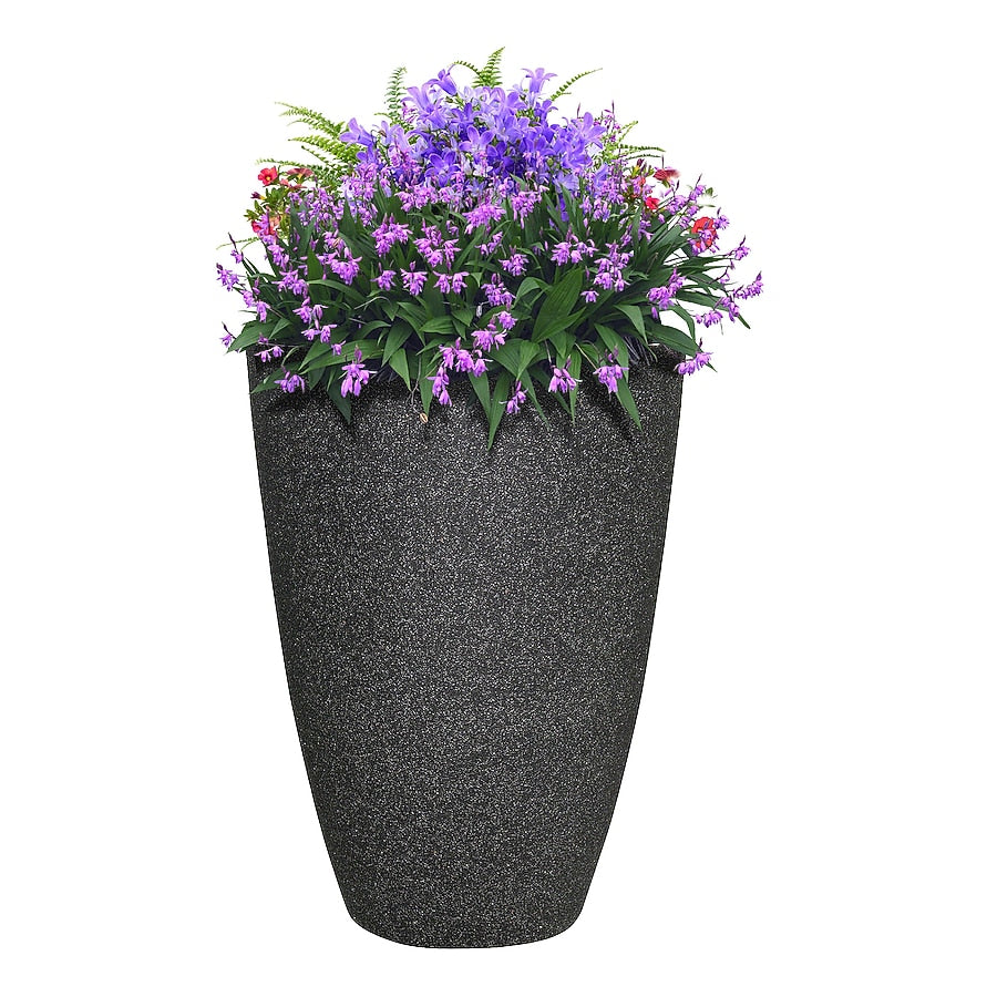 allen + roth Cone 15.28-in W x 15.28-in L x 21.69-in H Black Resin Indoor/Outdoor Planter