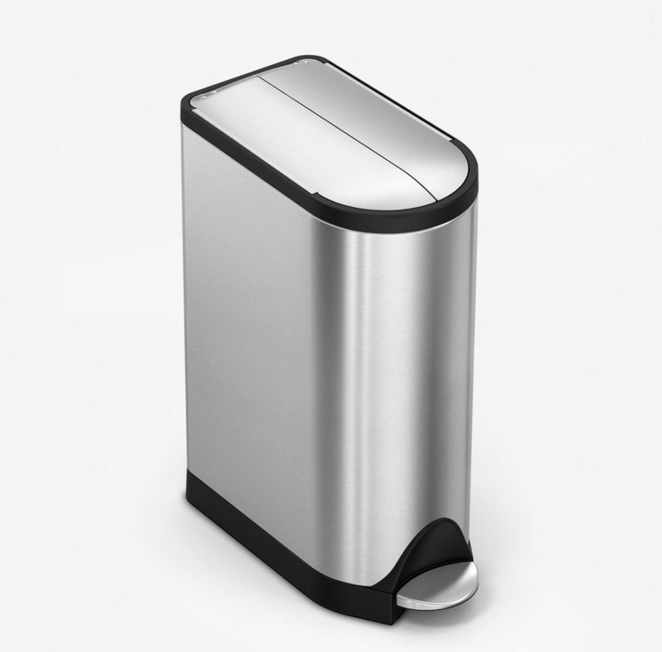 simplehuman 18 Liter / 4.8 Gallon Butterfly Lid Kitchen Step Trash Can, Brushed Stainless Steel