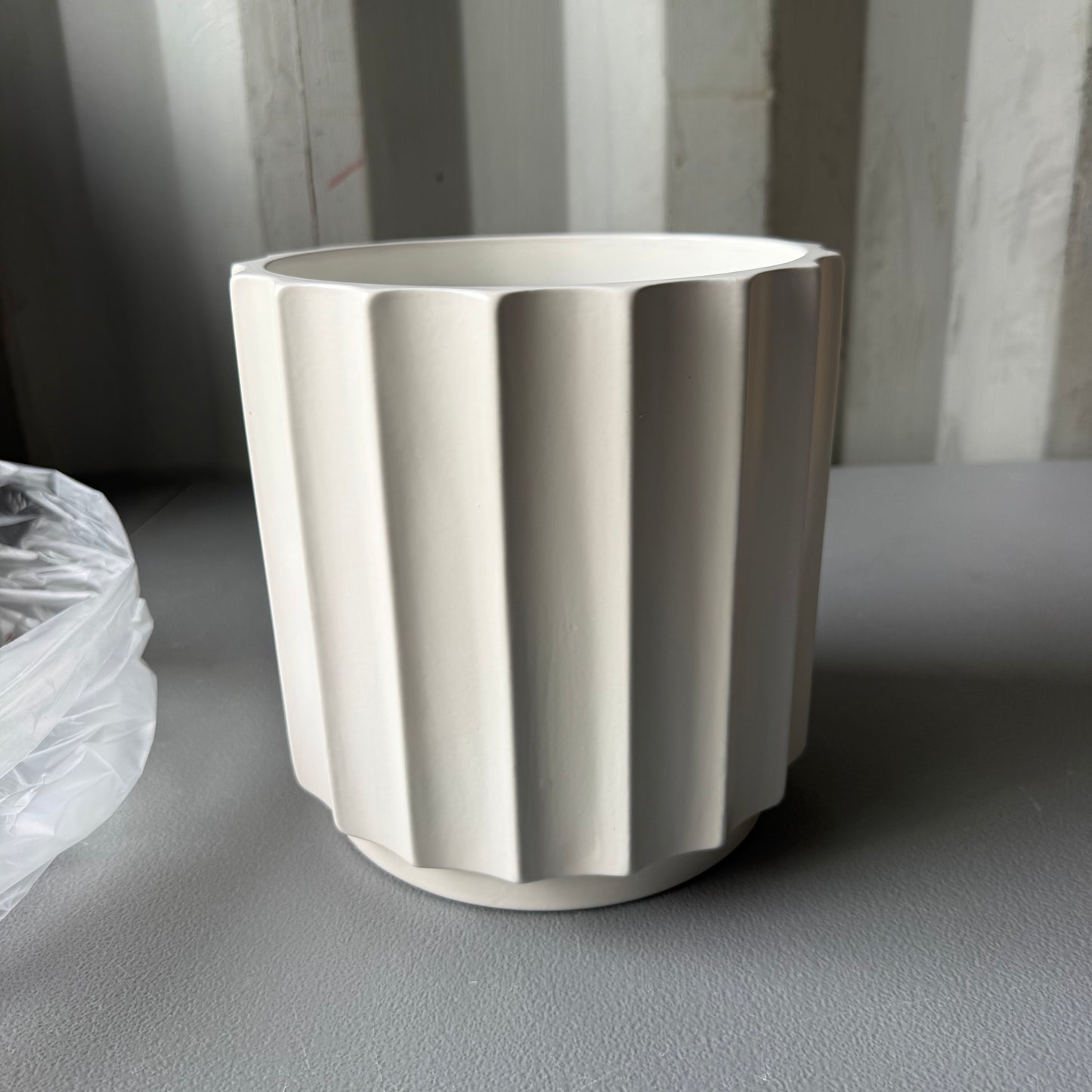 Geared Terracotta Outdoor Planter Pot White 8.11"x8.11" - Threshold™