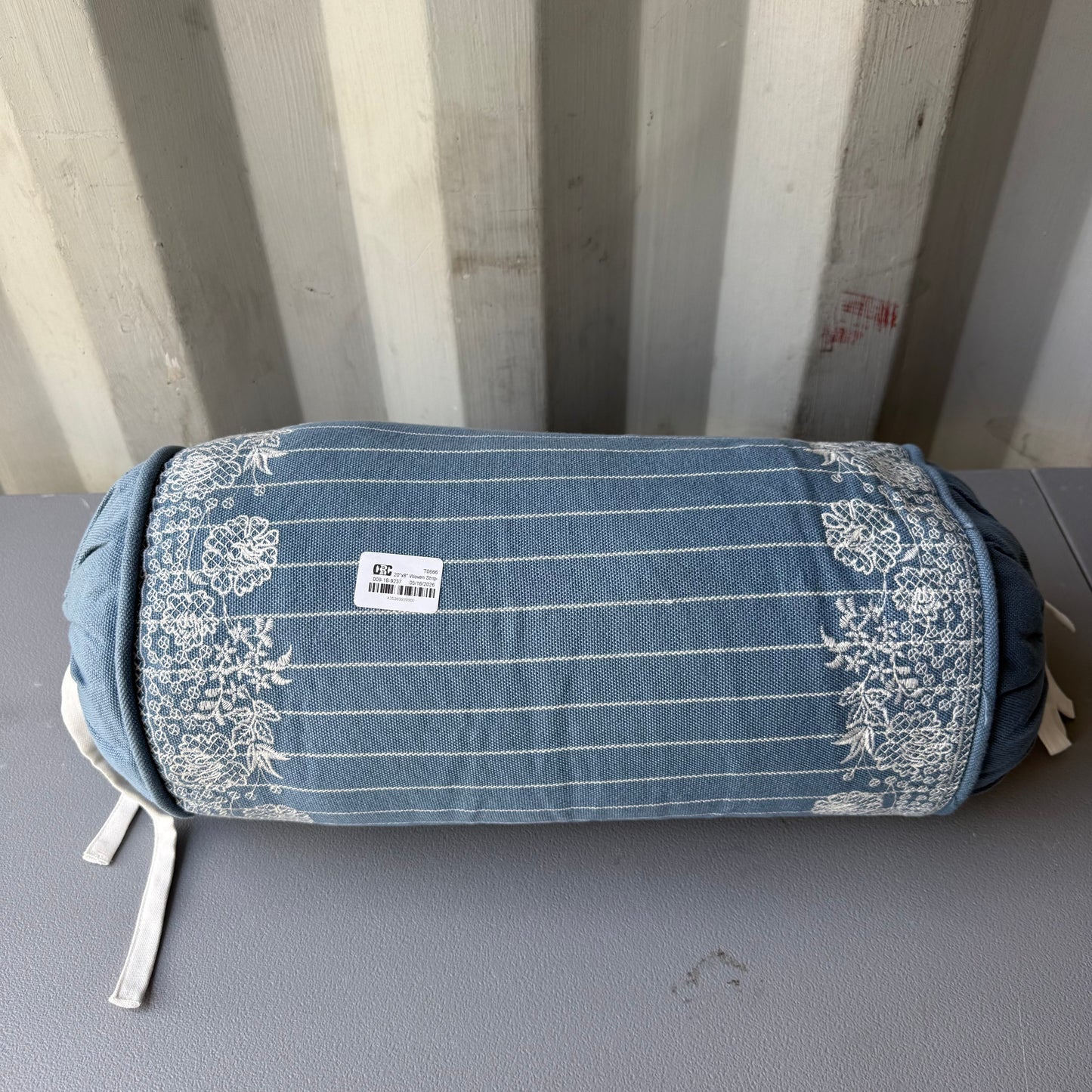 20"x8" Woven Stripe Side-Tie Outdoor Patio Throw Pillow Blue - Threshold™ designed with Studio McGee