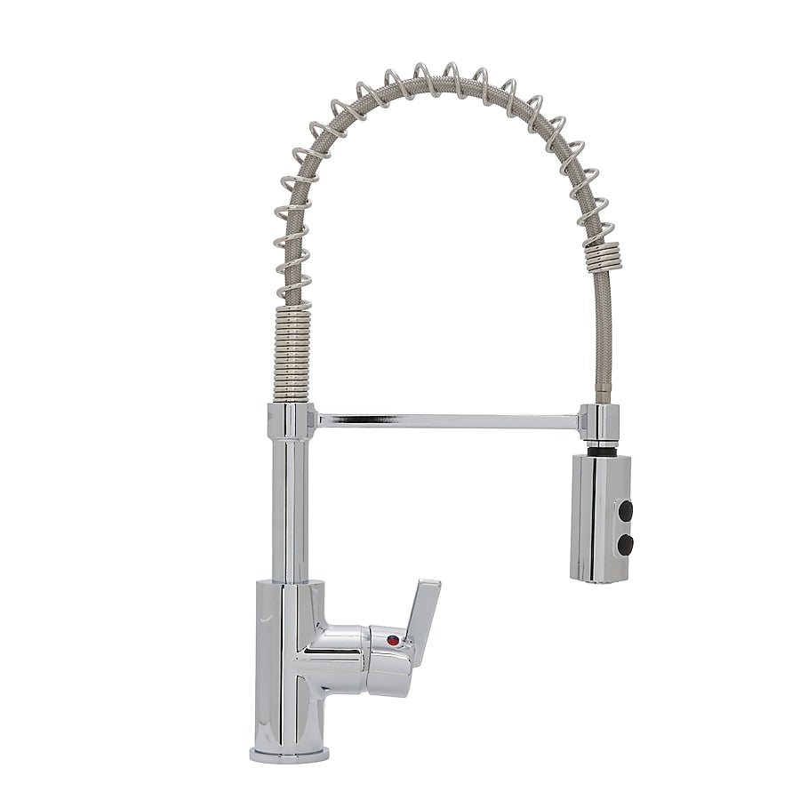 Project Source Flynt Chrome Single Handle Deck Mount Pull Down Kitchen Faucet with Deck Plate
