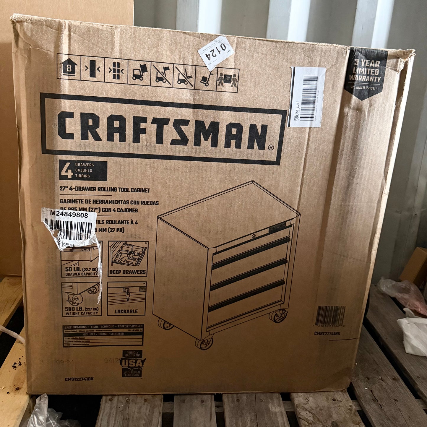 CRAFTSMAN 1000 Series 26.89-in W x 31.98-in H 4 -Drawer Steel Rolling Tool Cabinet (Black)