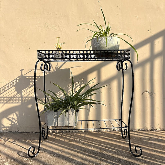 allen + roth 27.3-in H x 23.5-in W Black Indoor/Outdoor Rectangular Steel Plant Stand