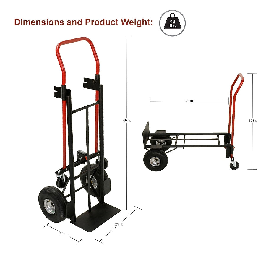 Milwaukee 800-lb Capacity 4 Wheel Steel Convertible Hand Truck