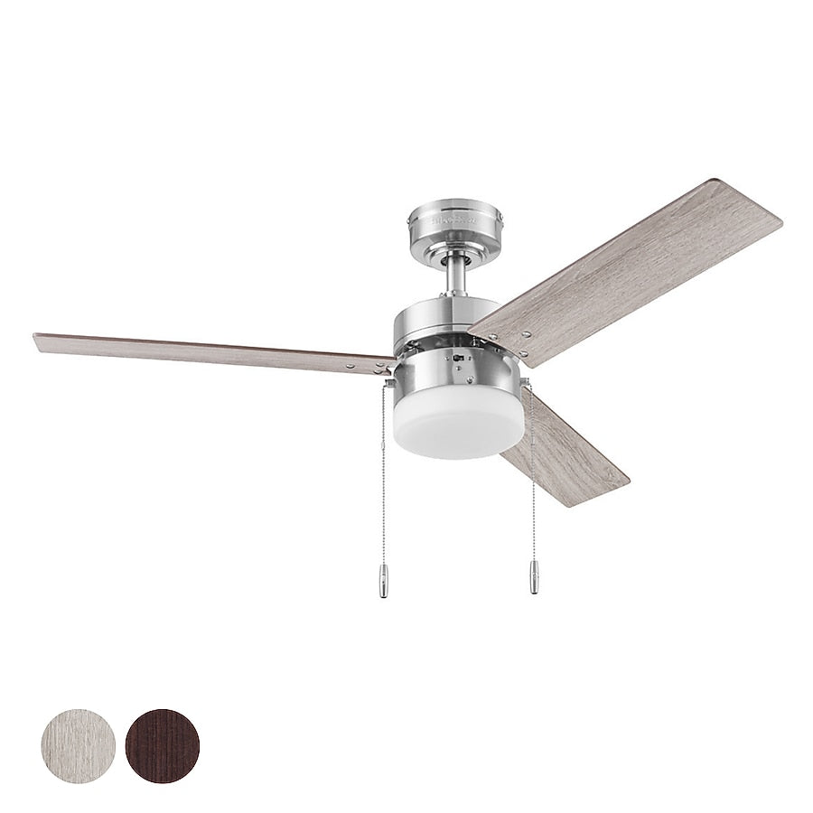 Harbor Breeze Vue 44-in Brushed nickel with Driftwood/Cocoa Blades Ceiling Fan w/ Light