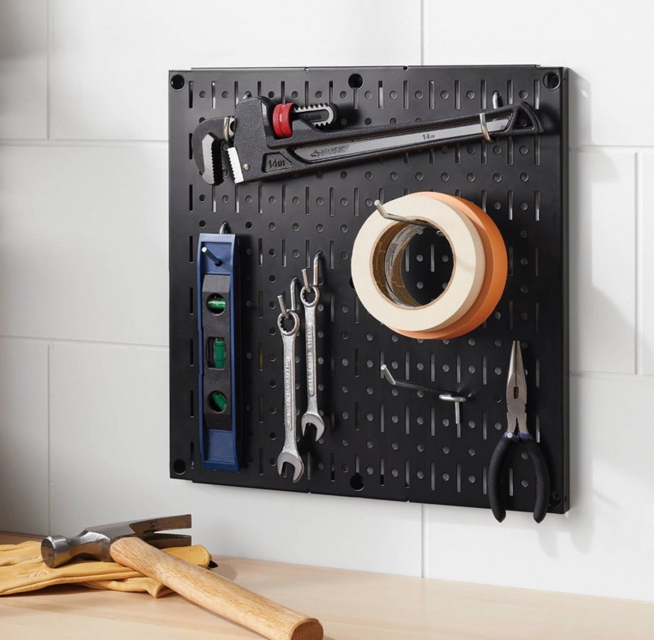 16" Square Metal Pegboard - Brightroom™: Wall & Garage Storage Organizer, Carbon