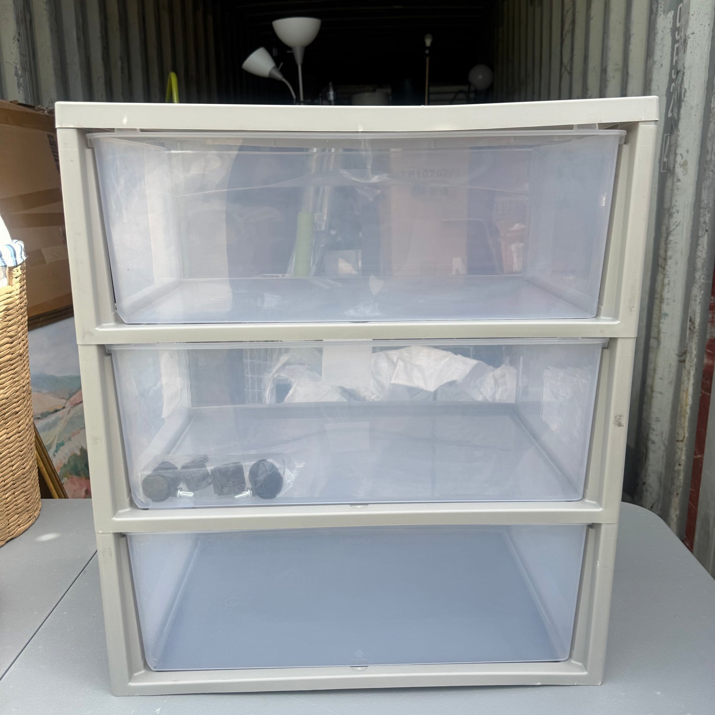 Sterilite Wide 3 Drawer Storage Cart, Plastic Organizer with Wheels, White
