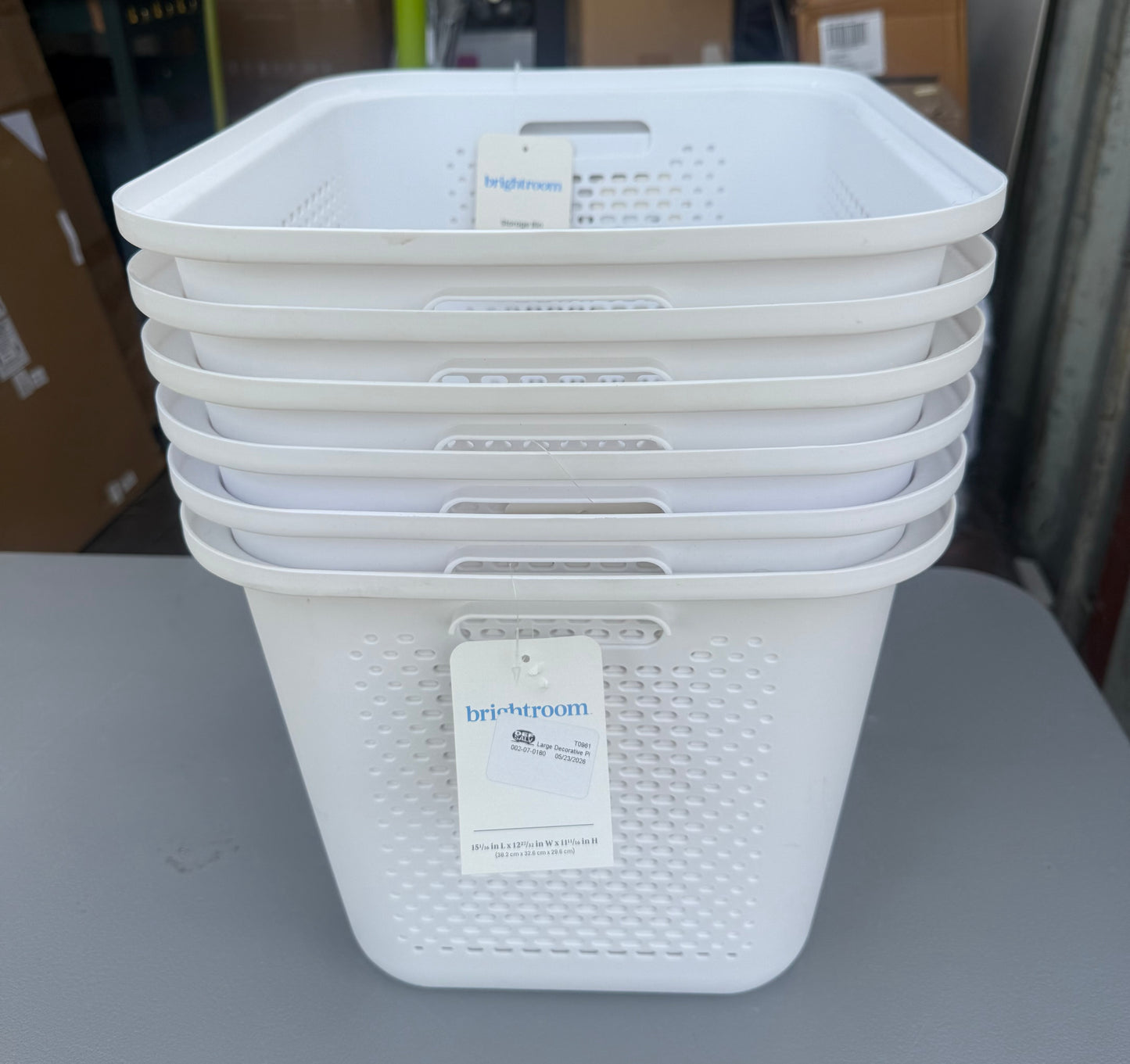 Set of 6 Decorative Plastic Bin with Cutout Handles - Brightroom™