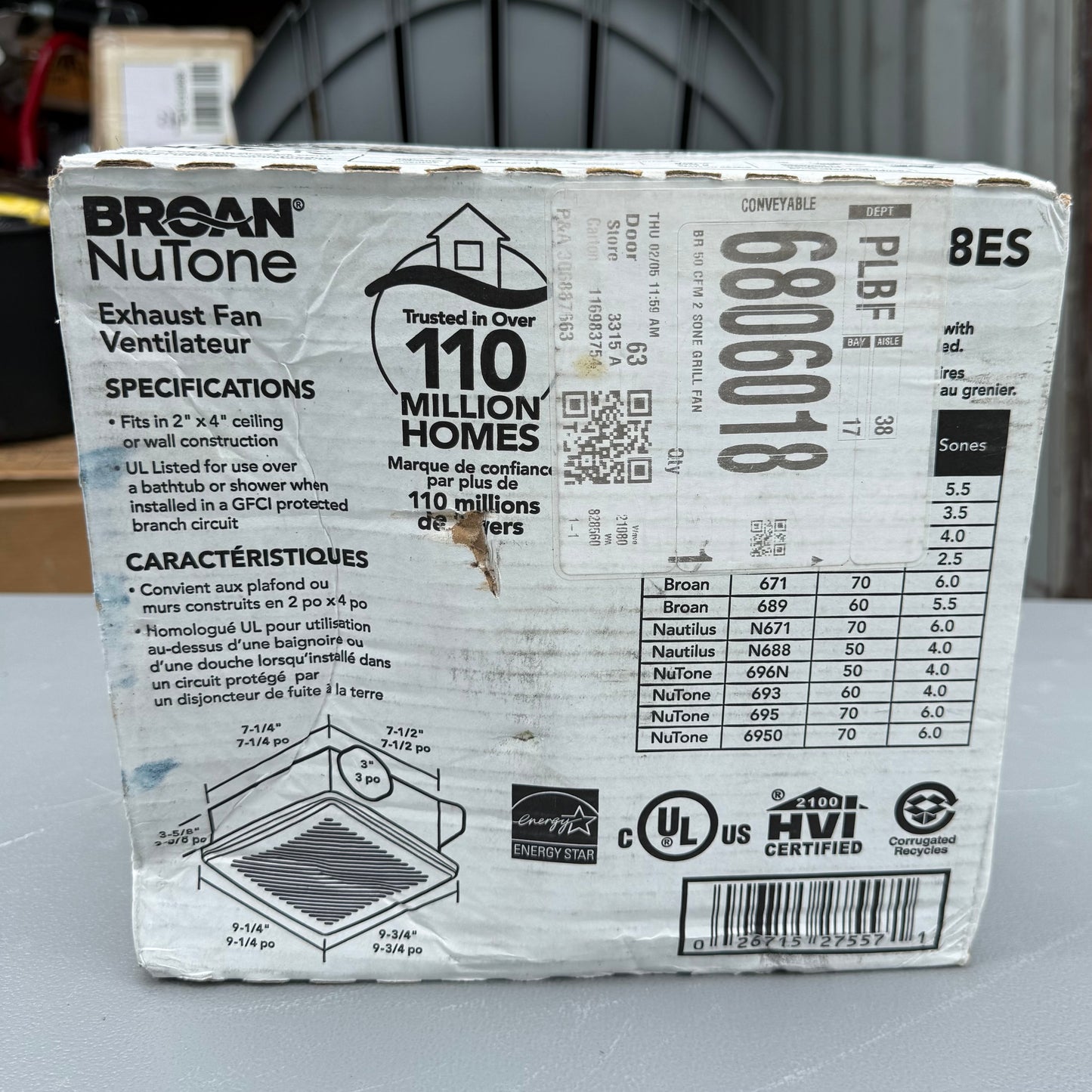 Broan-NuTone 2-Sone 50-CFM White Bathroom Ventilator Fan (ENERGY STAR Certified)